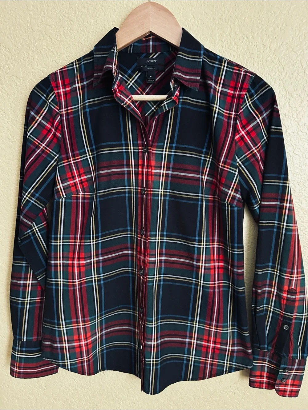 J. Crew Perfect Plaid Long Sleeve Button Down Shirt